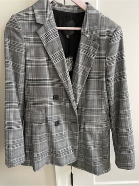 Dynamite Gray Plaid Double-Breasted Women's Blazer